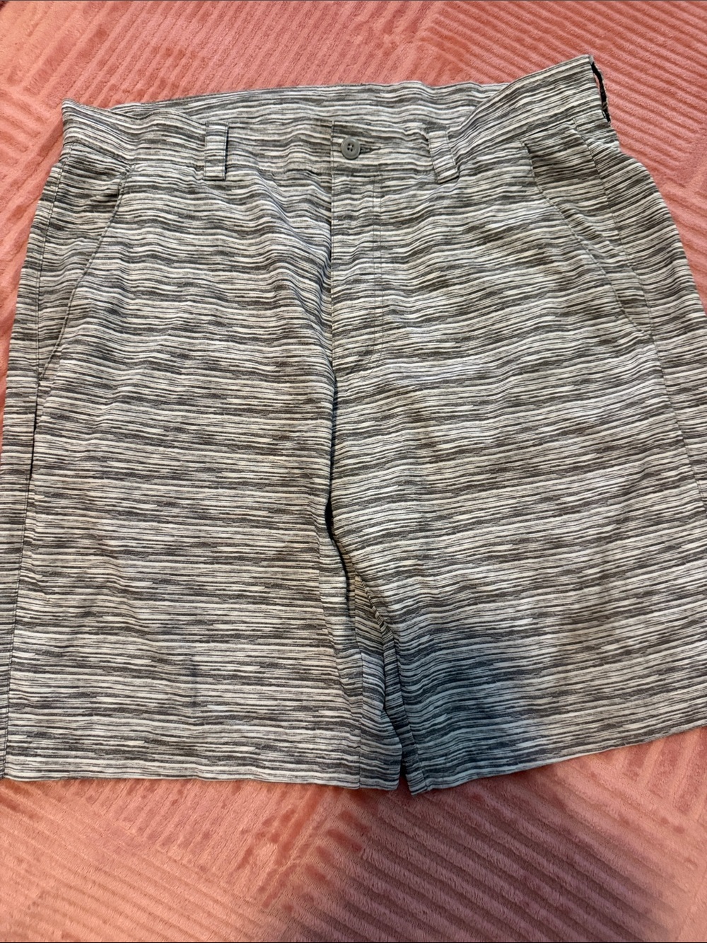 PGA Tour Gray Horizontal Stripe Flat-Front Shorts